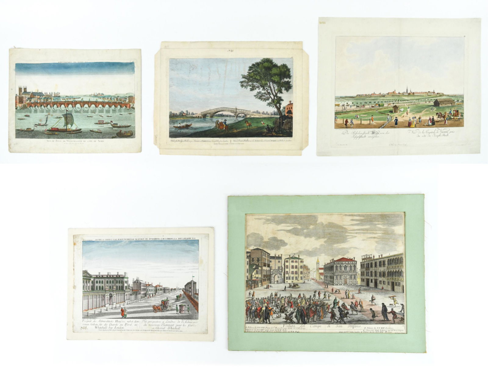 (5) 17TH C. EUROPEAN VIEWS HAND-COLORED ENGRAVINGS (1 of 20)
