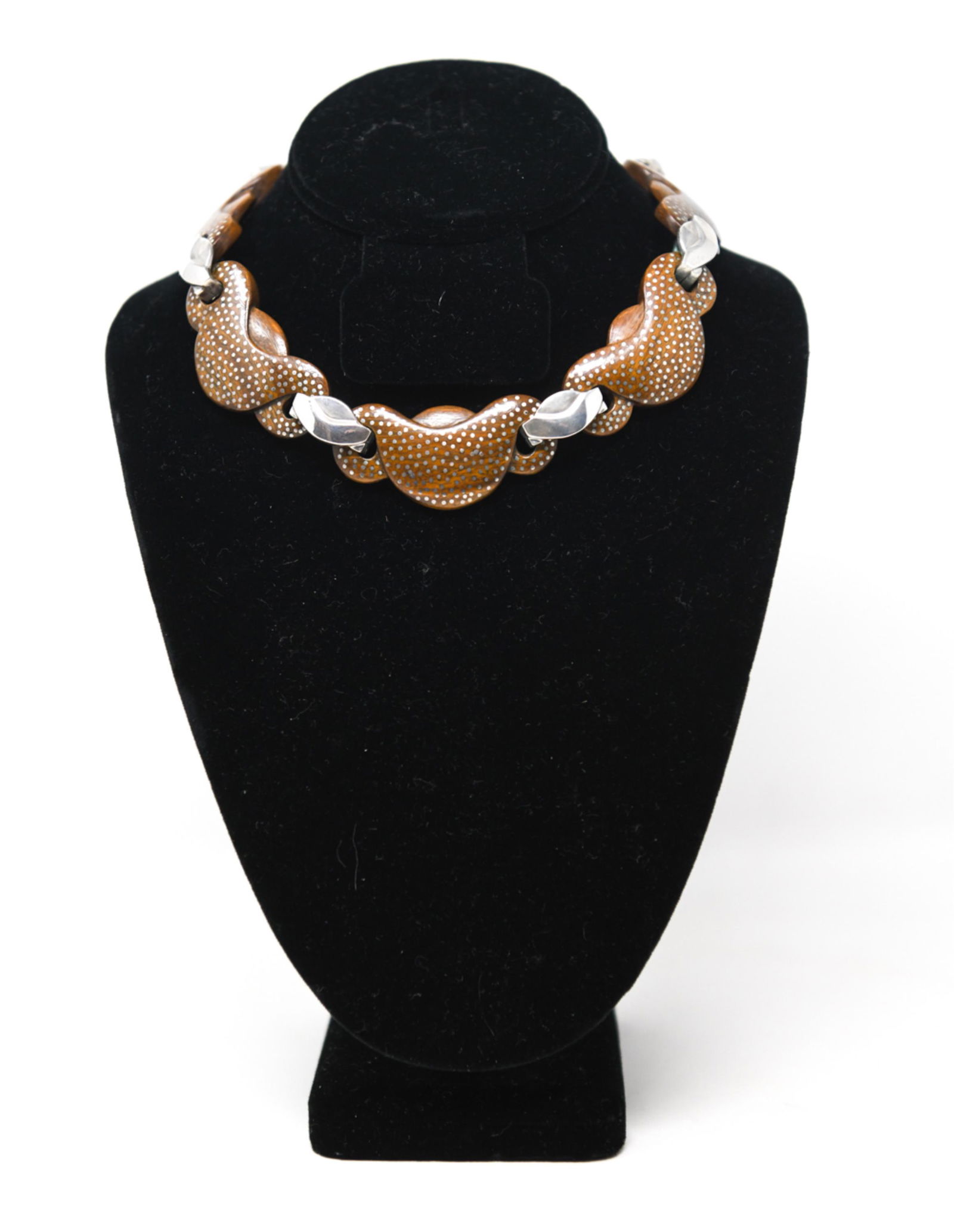 PATRICIA VON MUSULIN STERLING & WOOD NECKLACE (1 of 10)