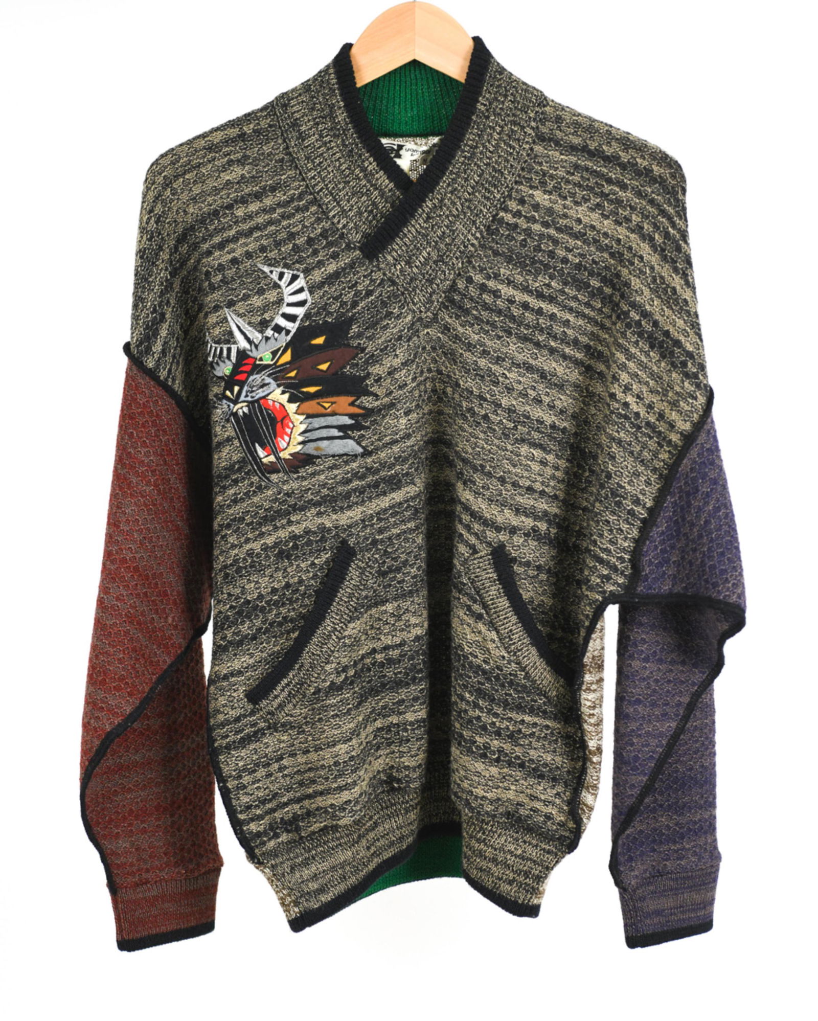 1980'S KANSAI YAMAMOTO PULLOVER PATCH SWEATER, M (1 of 10)