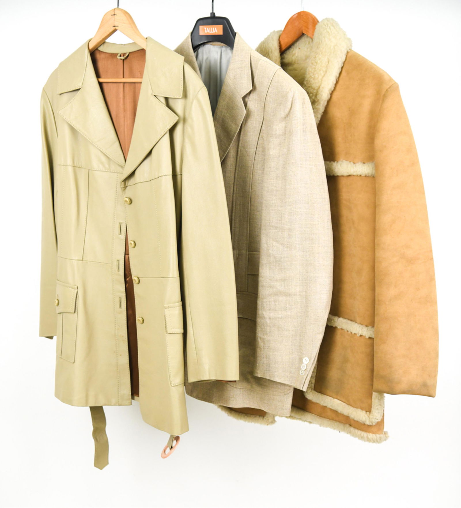 (3) 1970'S LEATHER, SHEARLING & LINEN JACKETS, S/M (1 of 19)