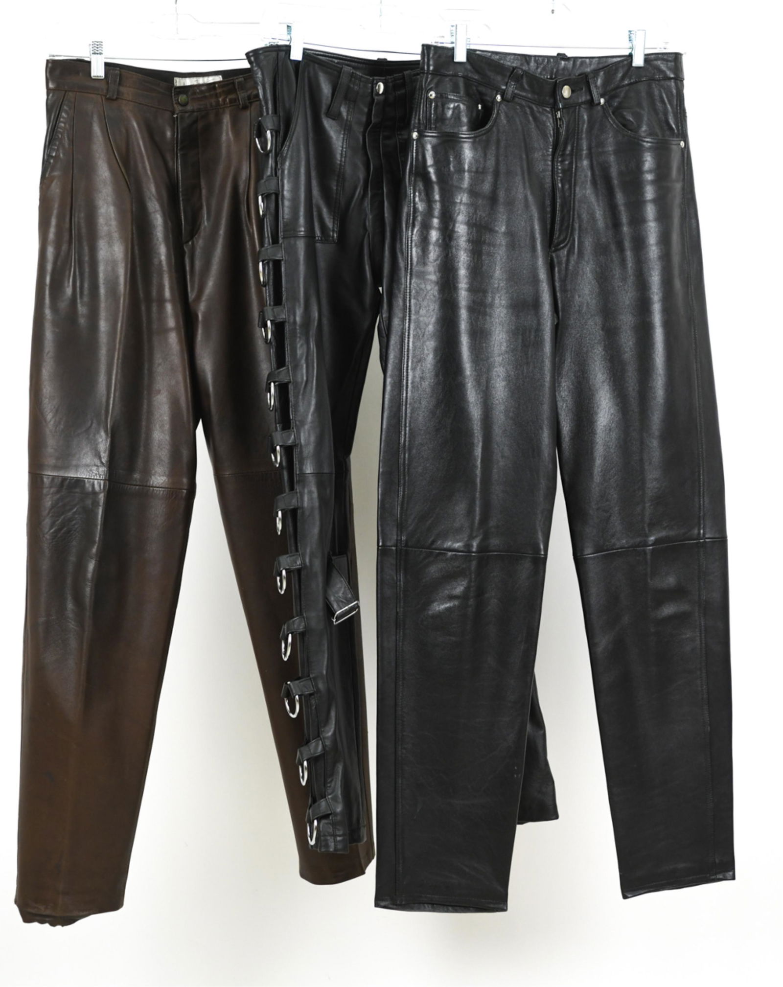 (3) PAIRS VINTAGE LEATHER PANTS, SIZE 30-32 WAIST (1 of 10)
