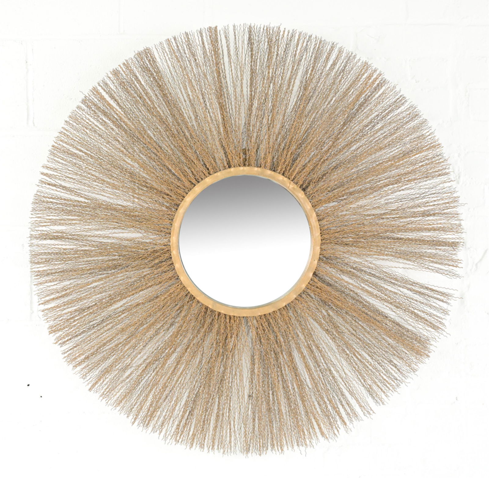 VINTAGE BROOM BRISTLE WIRE SUNBURST MIRROR (1 of 8)