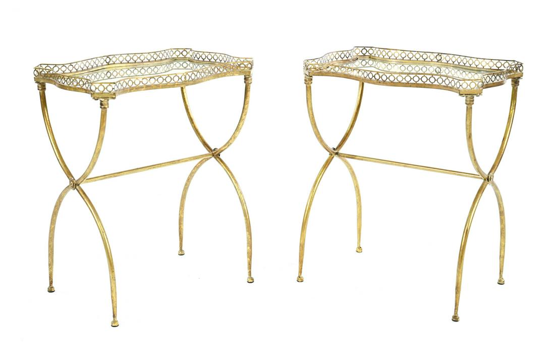 PAIR OF ITALIAN STYLE GILT TRAY TABLES (1 of 8)