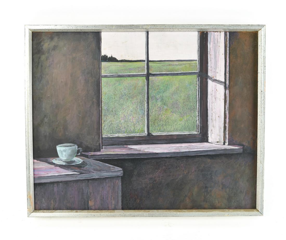 HERBST OIL ON MASONITE: Signed lower right. Dimensions: (Frame) H 17.25" x W 21.25", (Masonite) H 16" x W 20" Condition: Few marks to painting surface. Wear to frame.