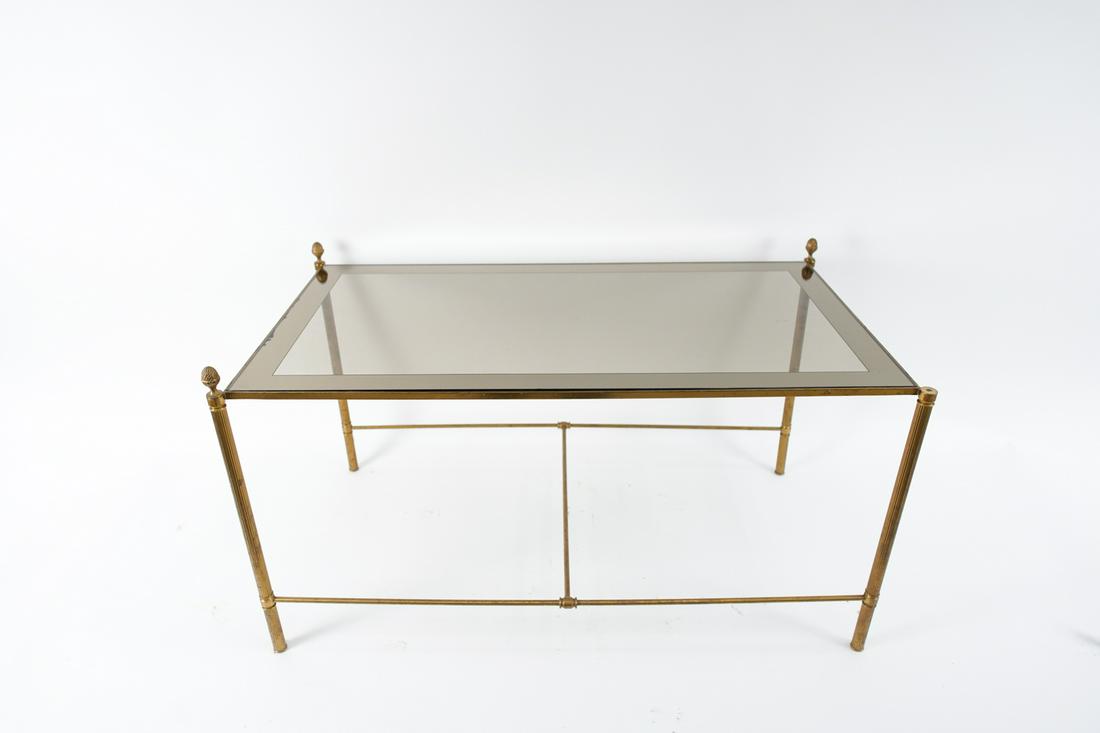 VINTAGE SMOKED GLASS & BRASS COCKTAIL TABLE (1 of 12)