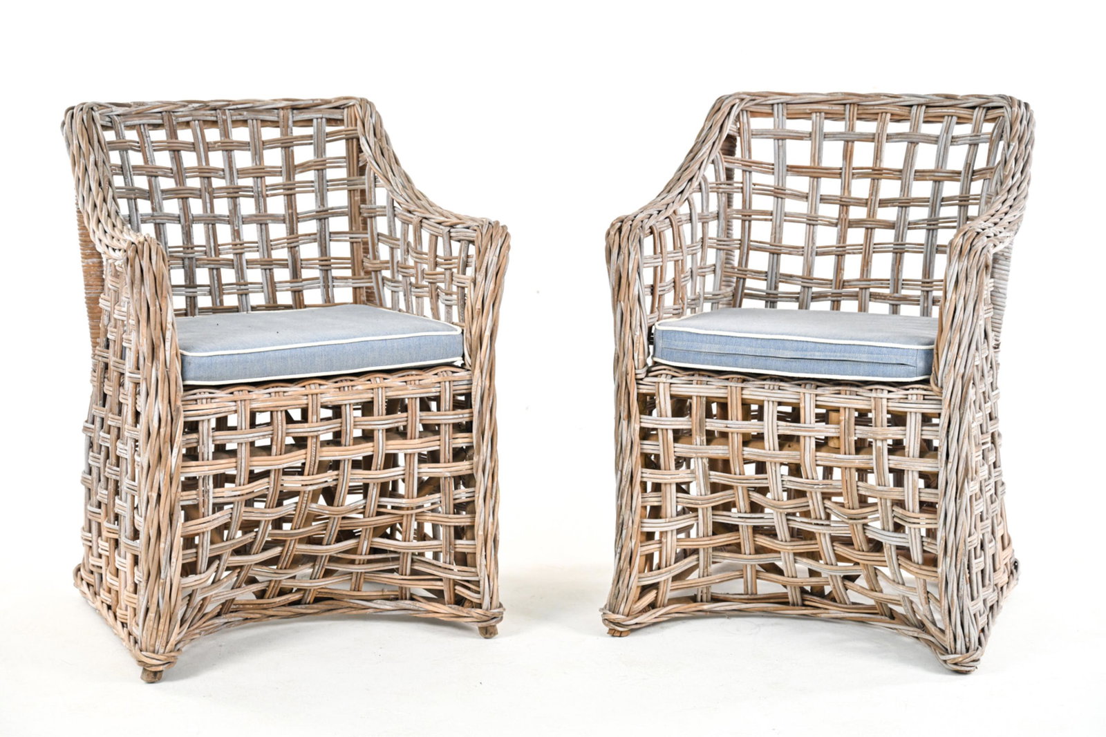 PAIR OF OUTDOOR WICKER ARMCHAIRS (1 of 15)