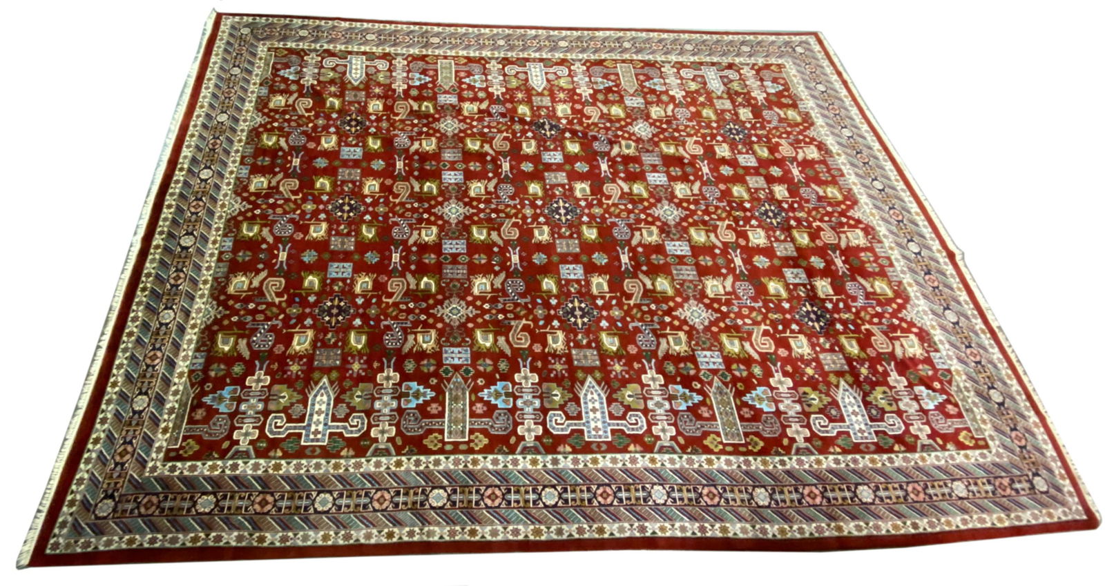 INDIAN HAND-KNOTTED WOOL ROOM-SIZED RUG (1 of 10)