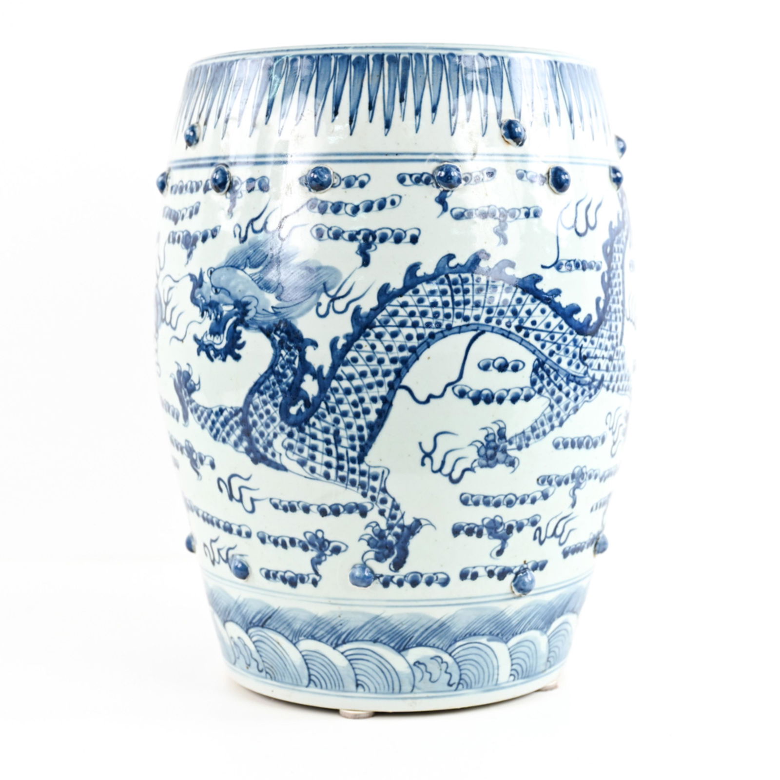EAST ASIAN BLUE & WHITE PORCELAIN GARDEN STOOL (1 of 11)