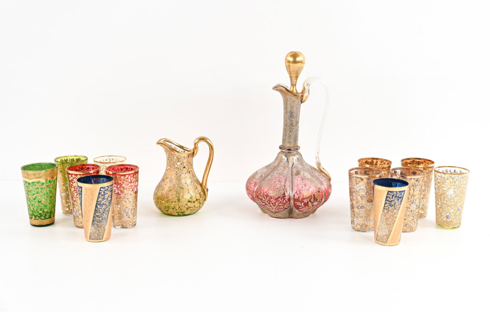 GROUPING OF BOHEMIAN GILT ENAMEL GLASSWARE (1 of 13)