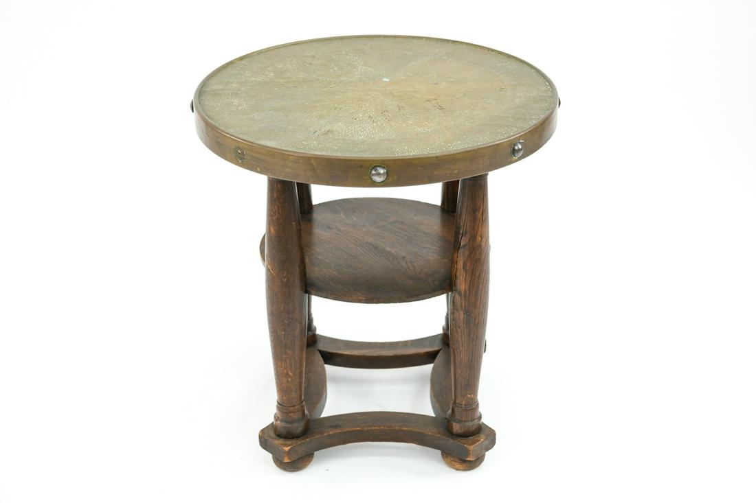 BRASS CLAD OAK SIDE TABLE (1 of 12)