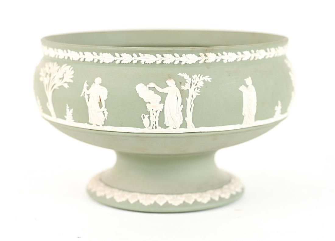 ENGLISH WEDGWOOD SAGE GREEN JASPERWARE FOOTED BOWL (1 of 10)