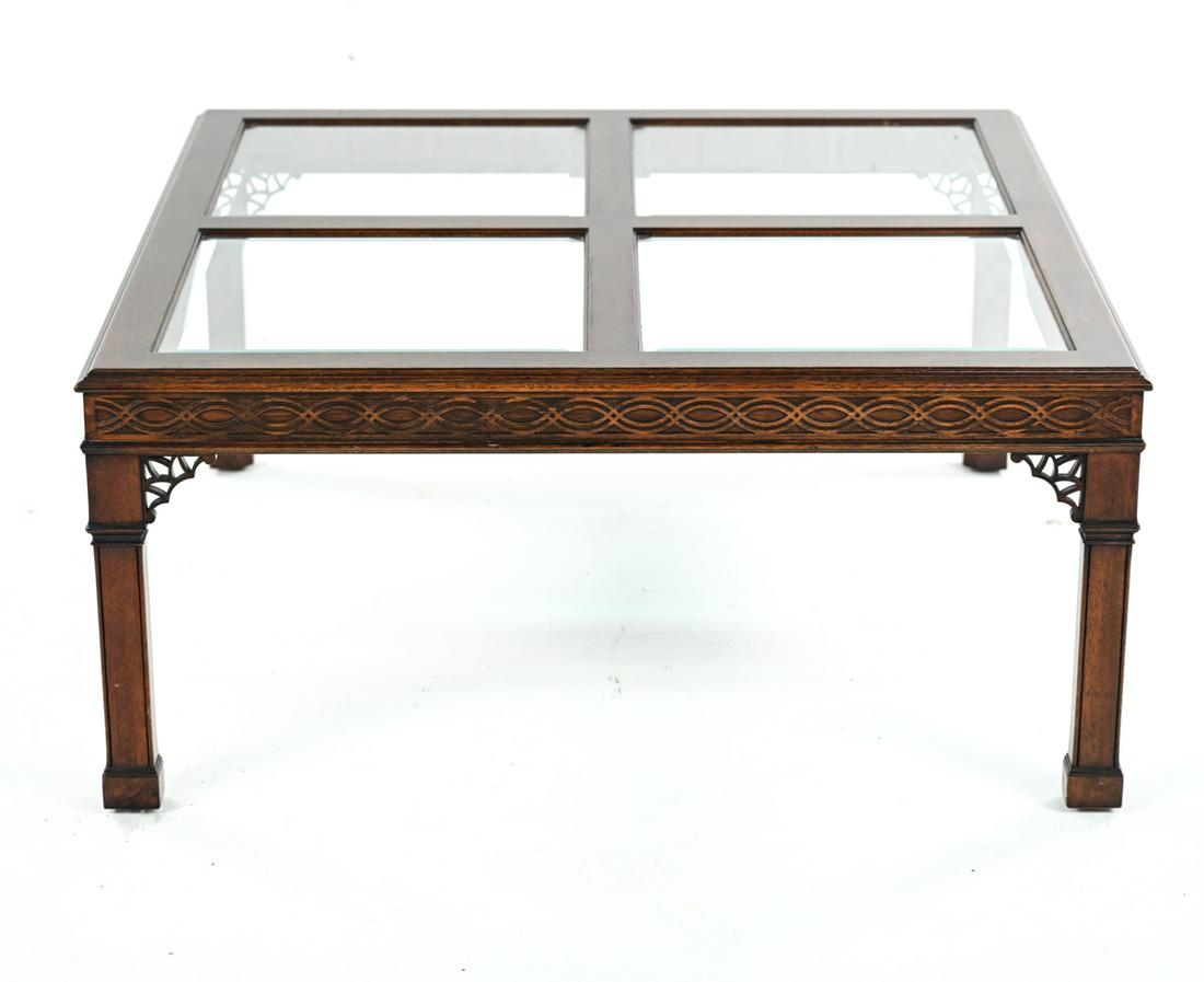 KINDEL SQUARE GLASS TOP COFFEE TABLE (1 of 10)