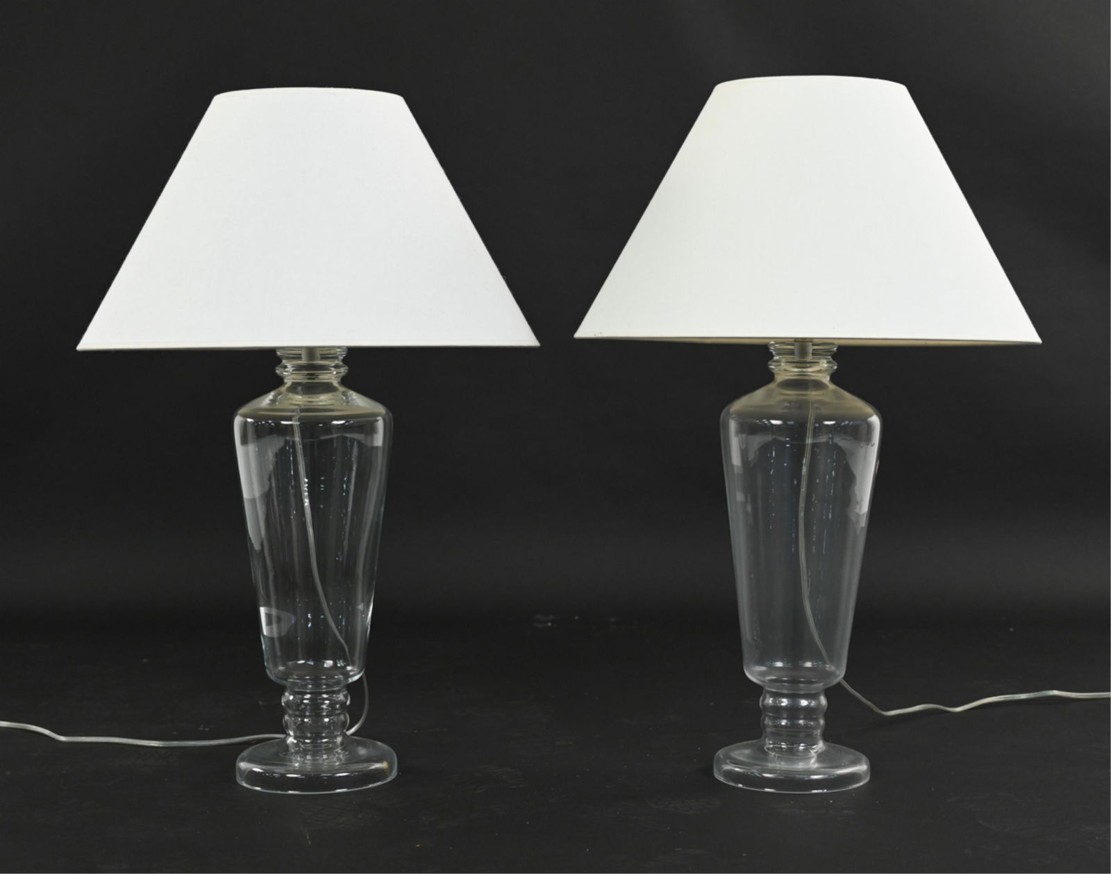 PAIR OF CONTEMPORARY GLASS URN TABLE LAMPS (1 of 8)
