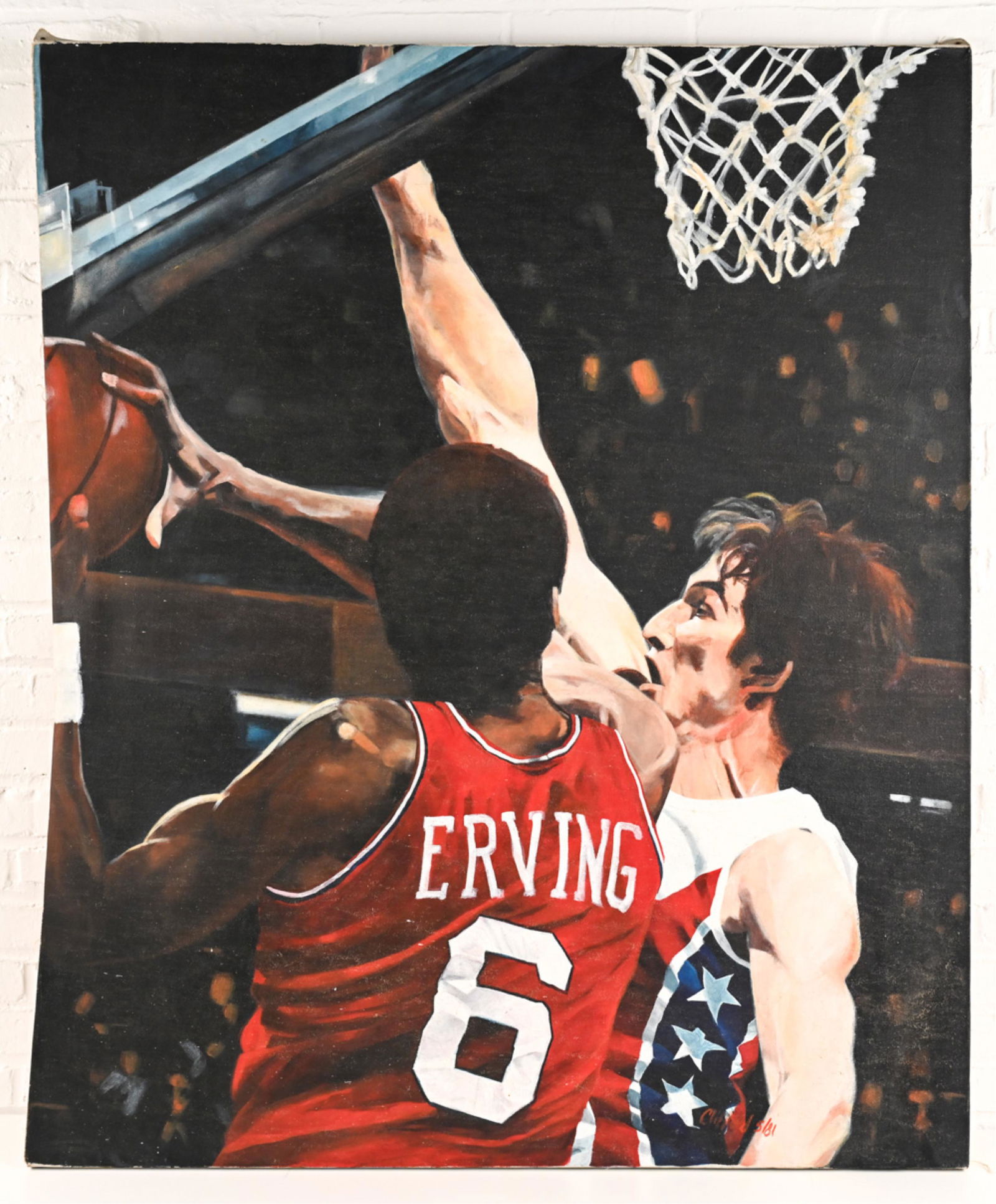 LARGE PHOTOREALIST DR. J BASKETBALL O/C (1 of 9)