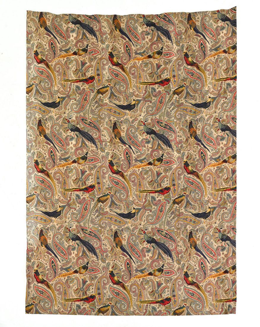 (6) COTTON PAISLEY PHEASANT PRINT DRAPERY PANELS (1 of 11)