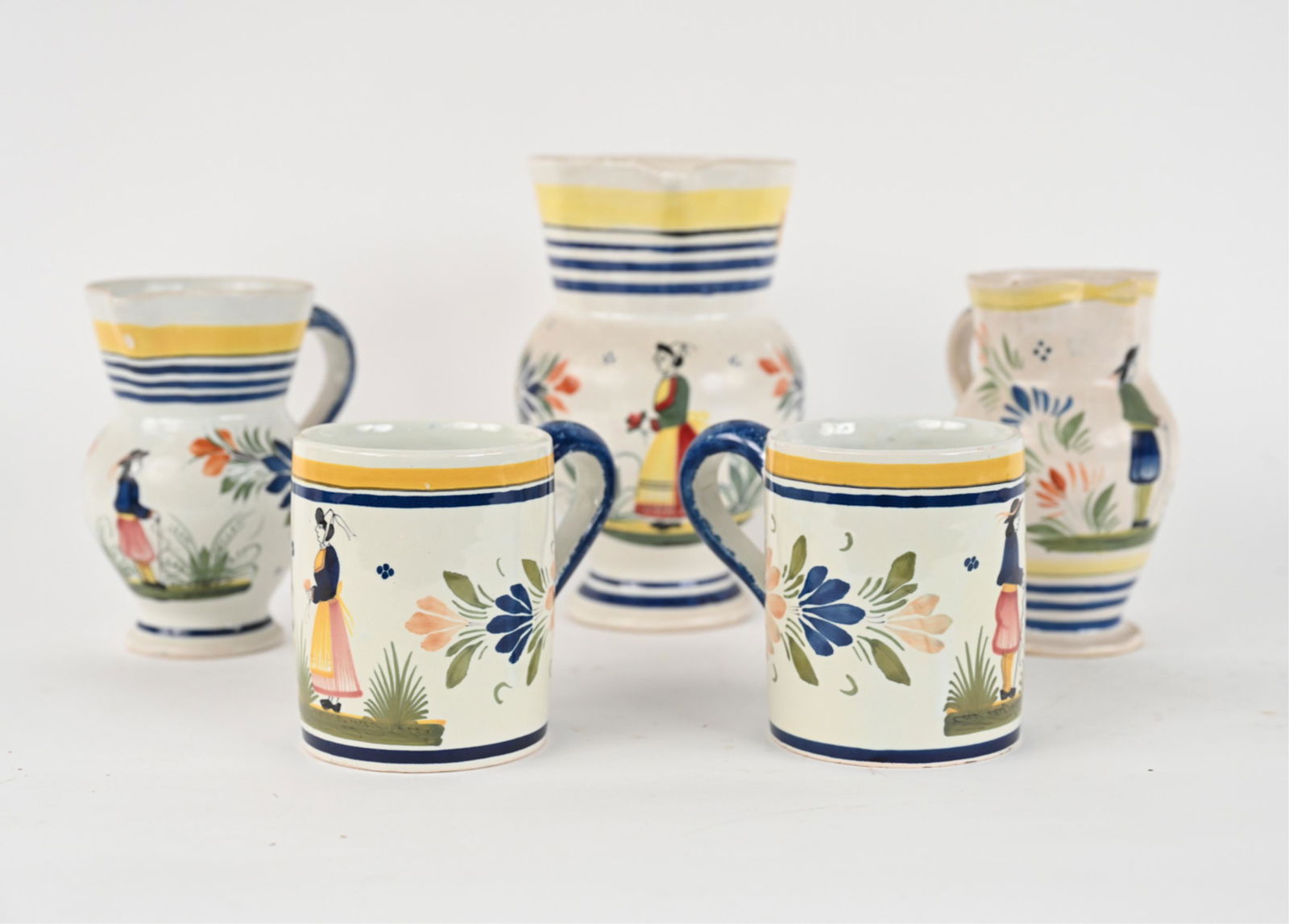 HENRIOT QUIMPER FAIENCE PITCHERS & MUGS (1 of 15)