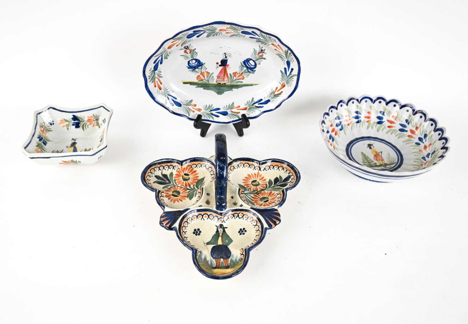 (4) HENRIOT QUIMPER FAIENCE SERVING BOWLS (1 of 12)