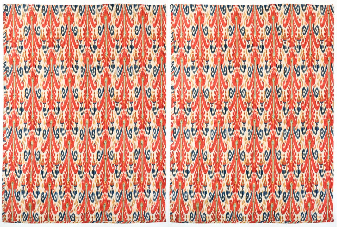 (2) PAIRS OF CUSTOM IKAT CANVAS DRAPERY PANELS (1 of 15)