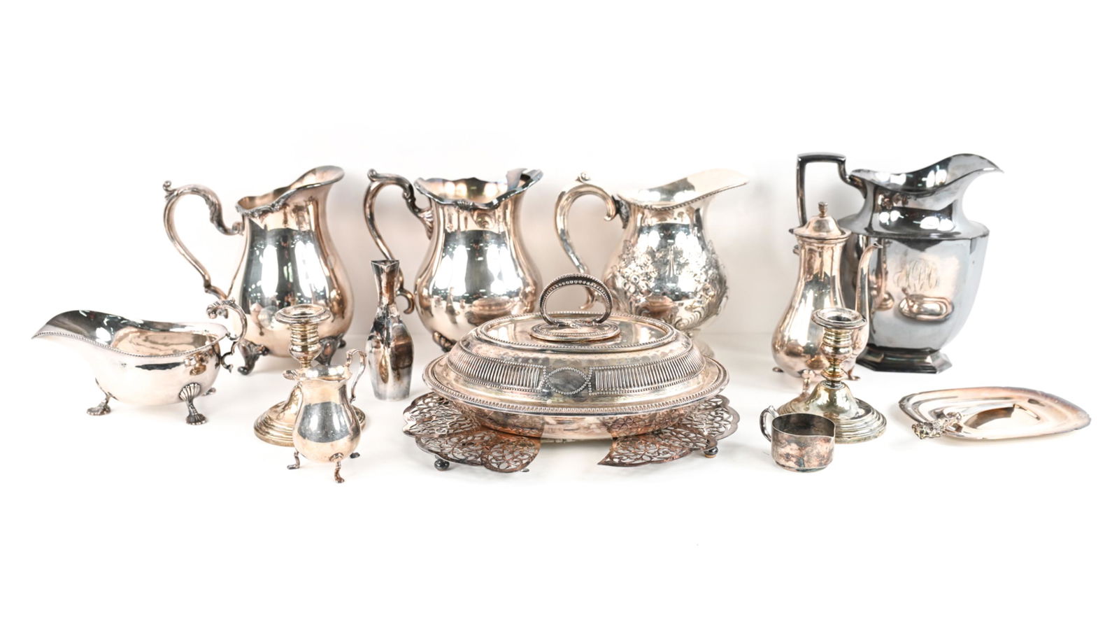 LARGE GROUPING OF SILVERPLATE & WEIGHTED STERLING (1 of 16)