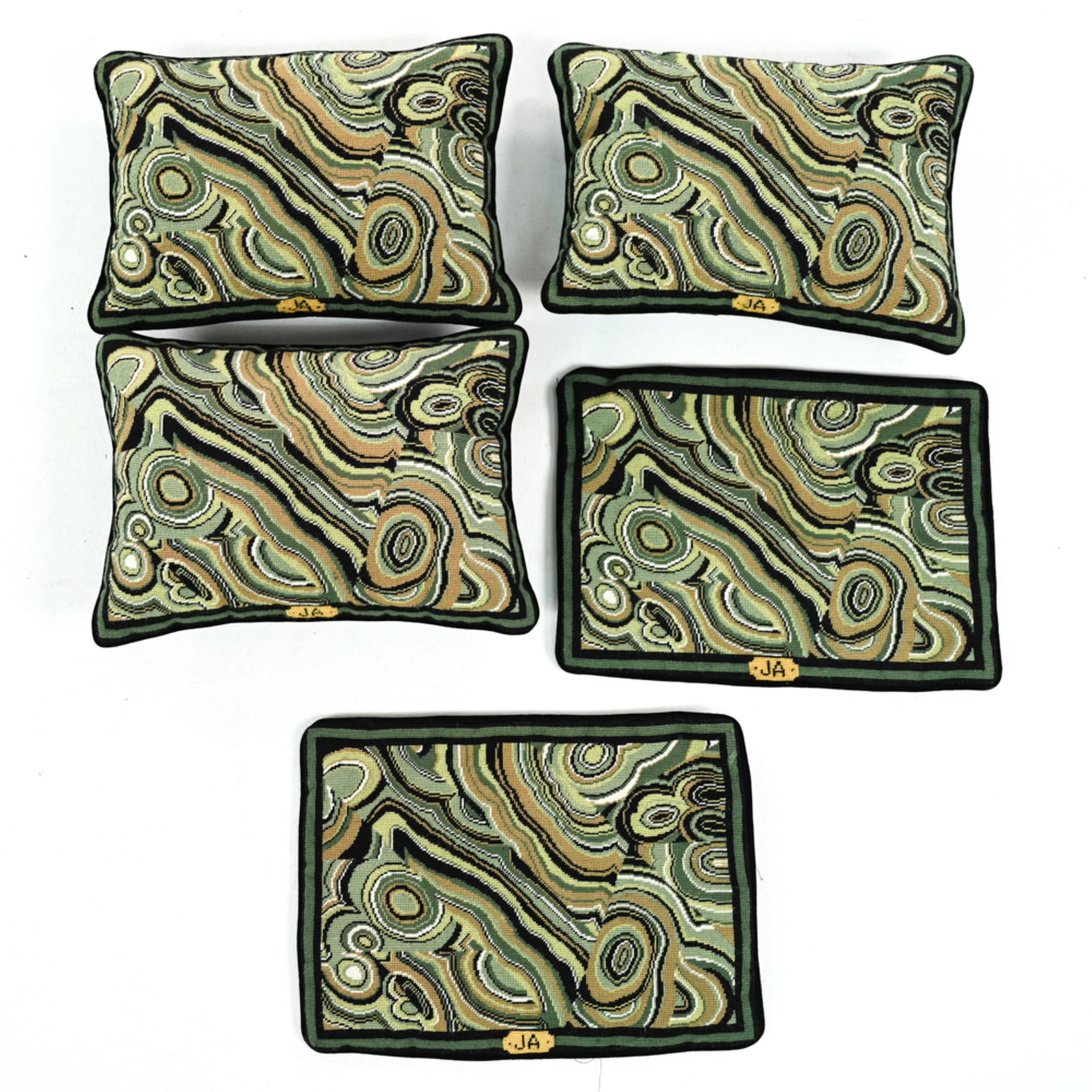 (3) PSYCHEDELIC NEEDLEPOINT THROW PILLOWS (1 of 7)