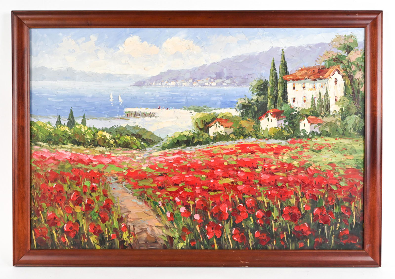 CONTEMPORARY O/C MEDITERRANEAN VIEW W/ POPPIES (1 of 11)