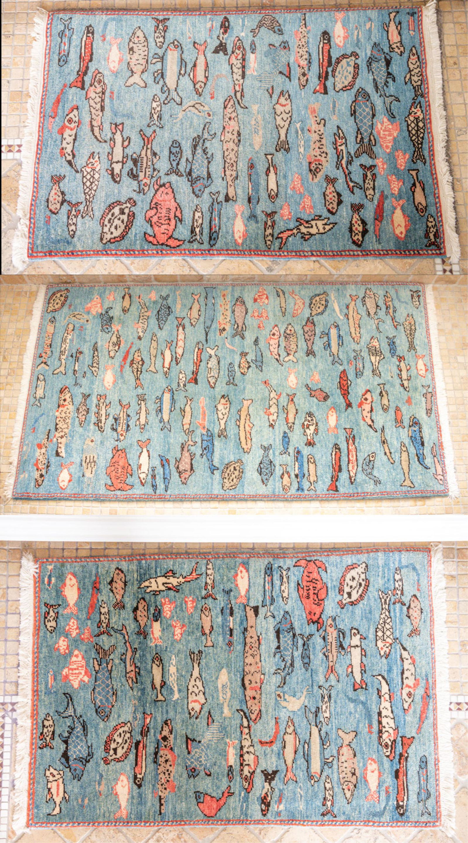 (3) TURKISH RUBIN WOOL FISH MOTIF RUGS (1 of 15)