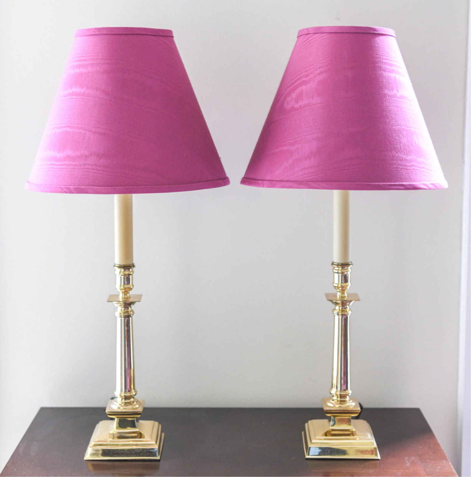 PAIR OF CONTEMPORARY BRASS CANDLESTICK LAMPS (1 of 9)