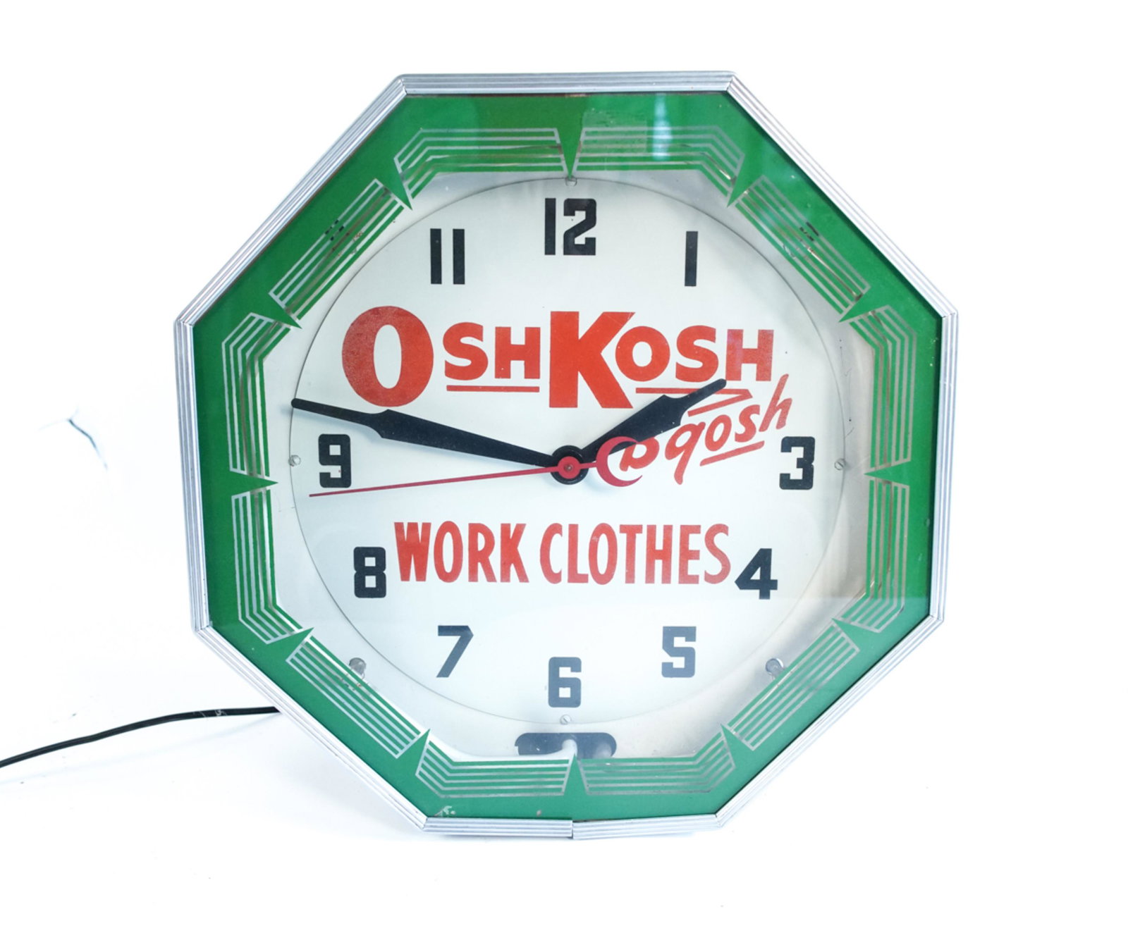 VINTAGE OSHKOSH B'GOSH NEON ADVERTISING WALL CLOCK (1 of 9)
