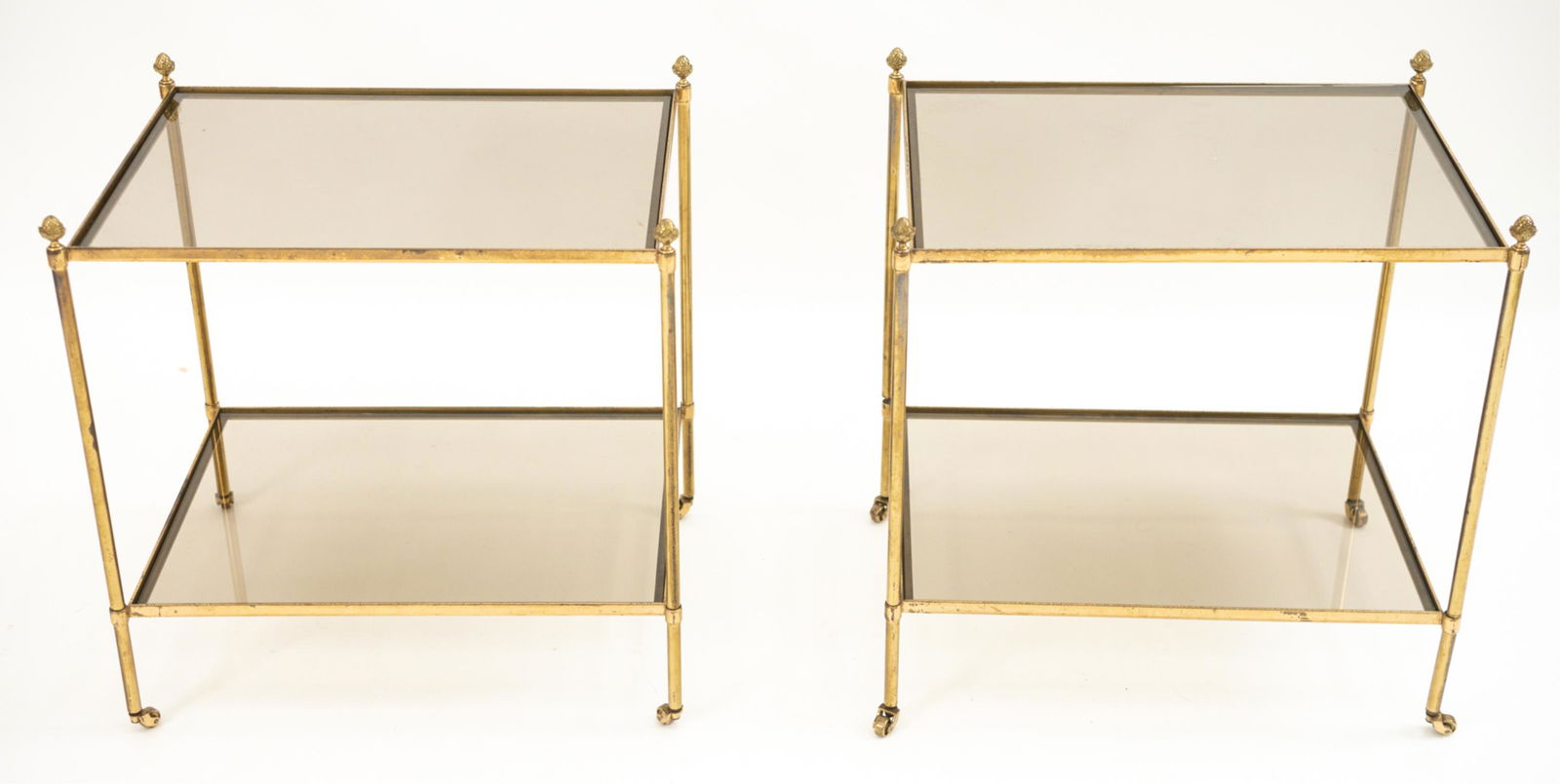 PAIR OF MID-CENTURY GLASS & BRASS SIDE TABLES (1 of 14)