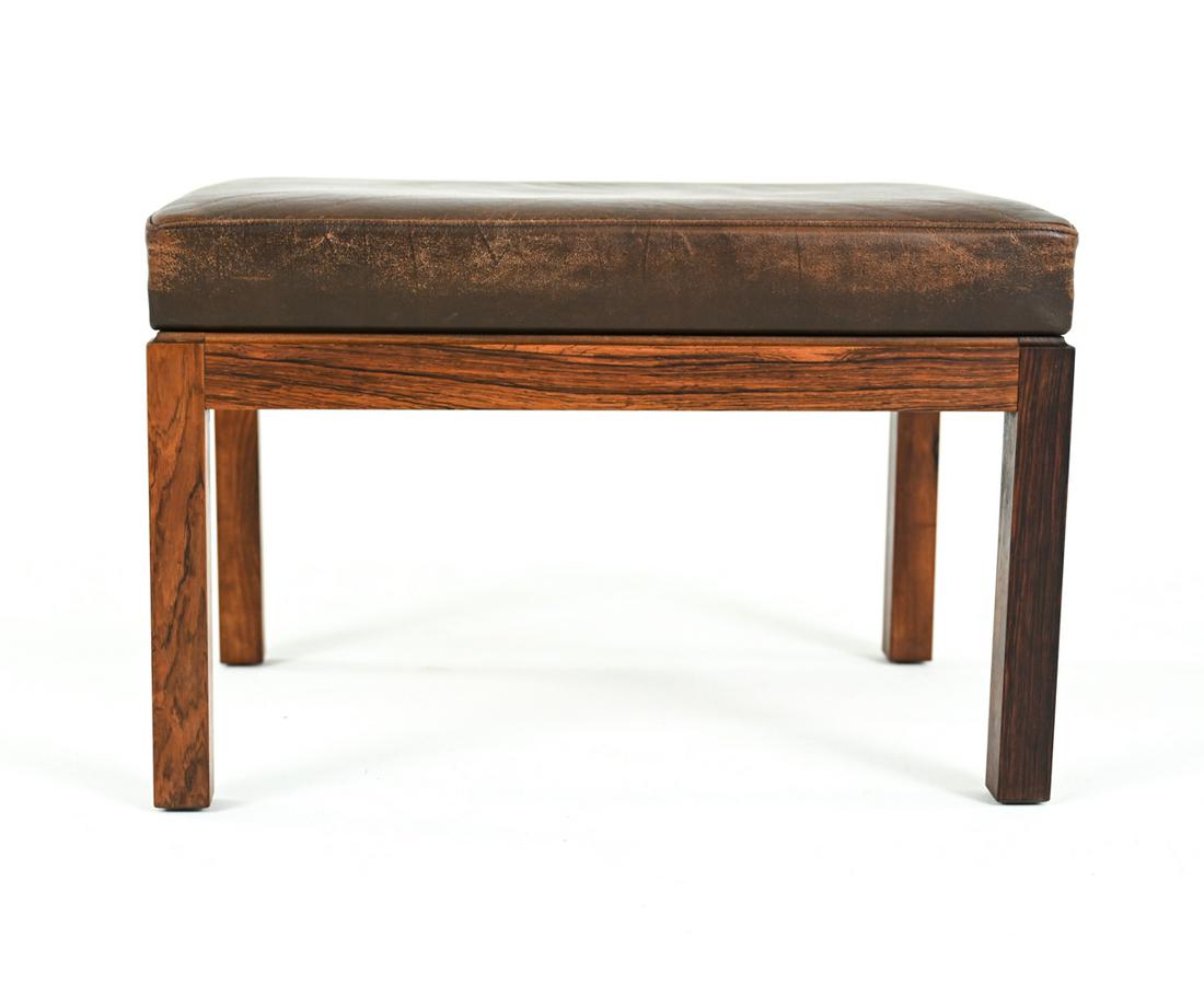 MID-CENTURY KAI LARSEN ROSEWOOD & LEATHER OTTOMAN (1 of 10)
