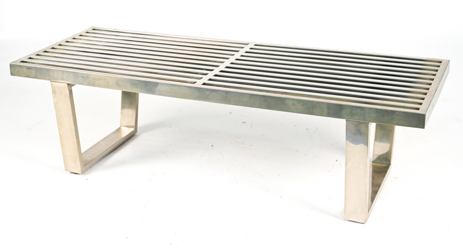CHROME SLATTED COFFEE TABLE/BENCH AFTER BAUGHMAN (1 of 12)