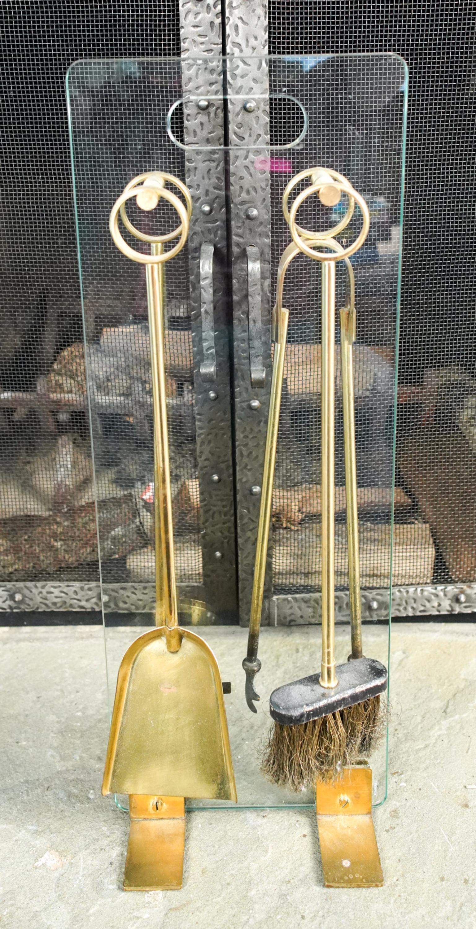 MODERN GLASS & BRASS FIREPLACE TOOLS (1 of 11)