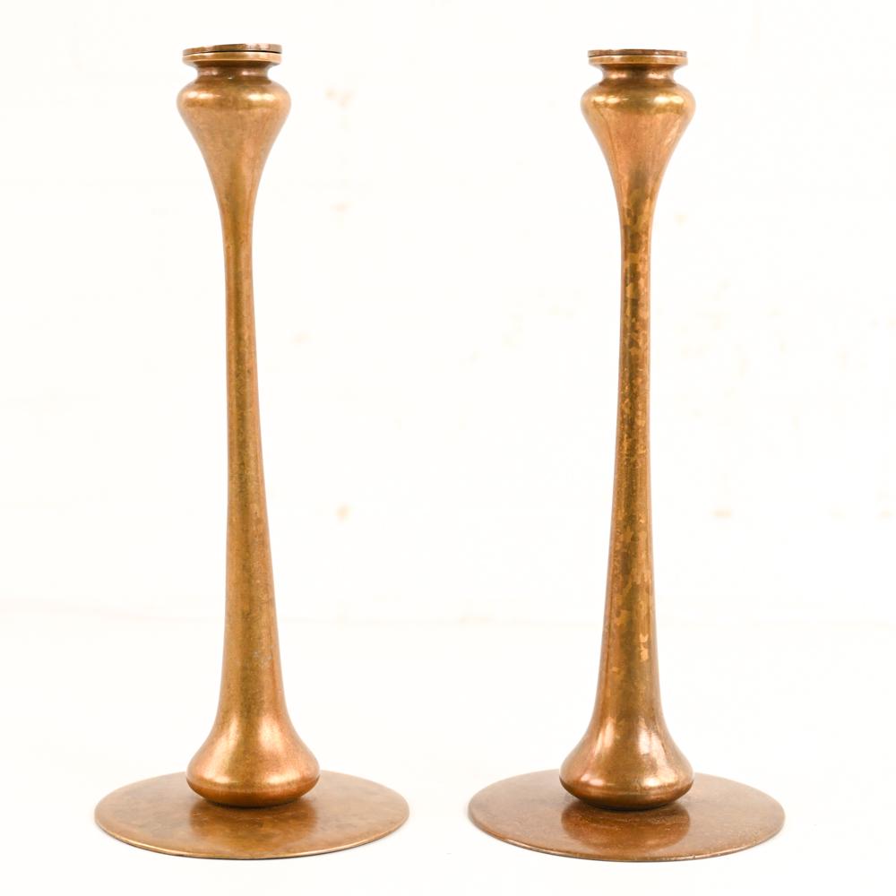 ARTS AND CRAFTS BRONZE CANDLESTICKS AFTER JARVIE (1 of 12)