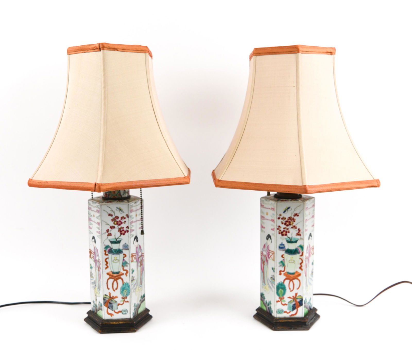 PAIR OF HEXAGONAL CHINESE JARS AS LAMPS (1 of 16)