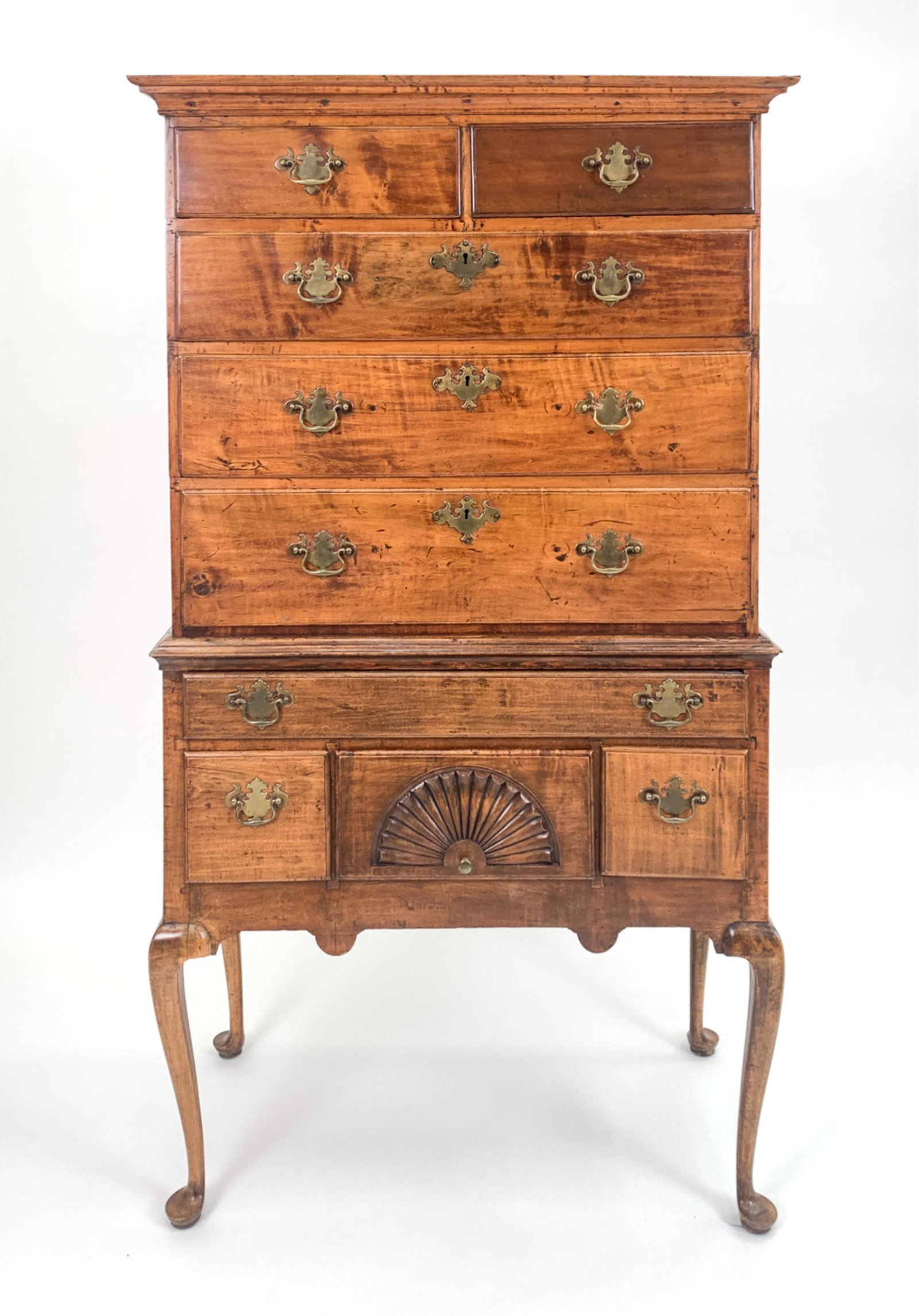 18TH C. QUEEN ANNE-STYLE HIGHBOY CHEST (1 of 12)