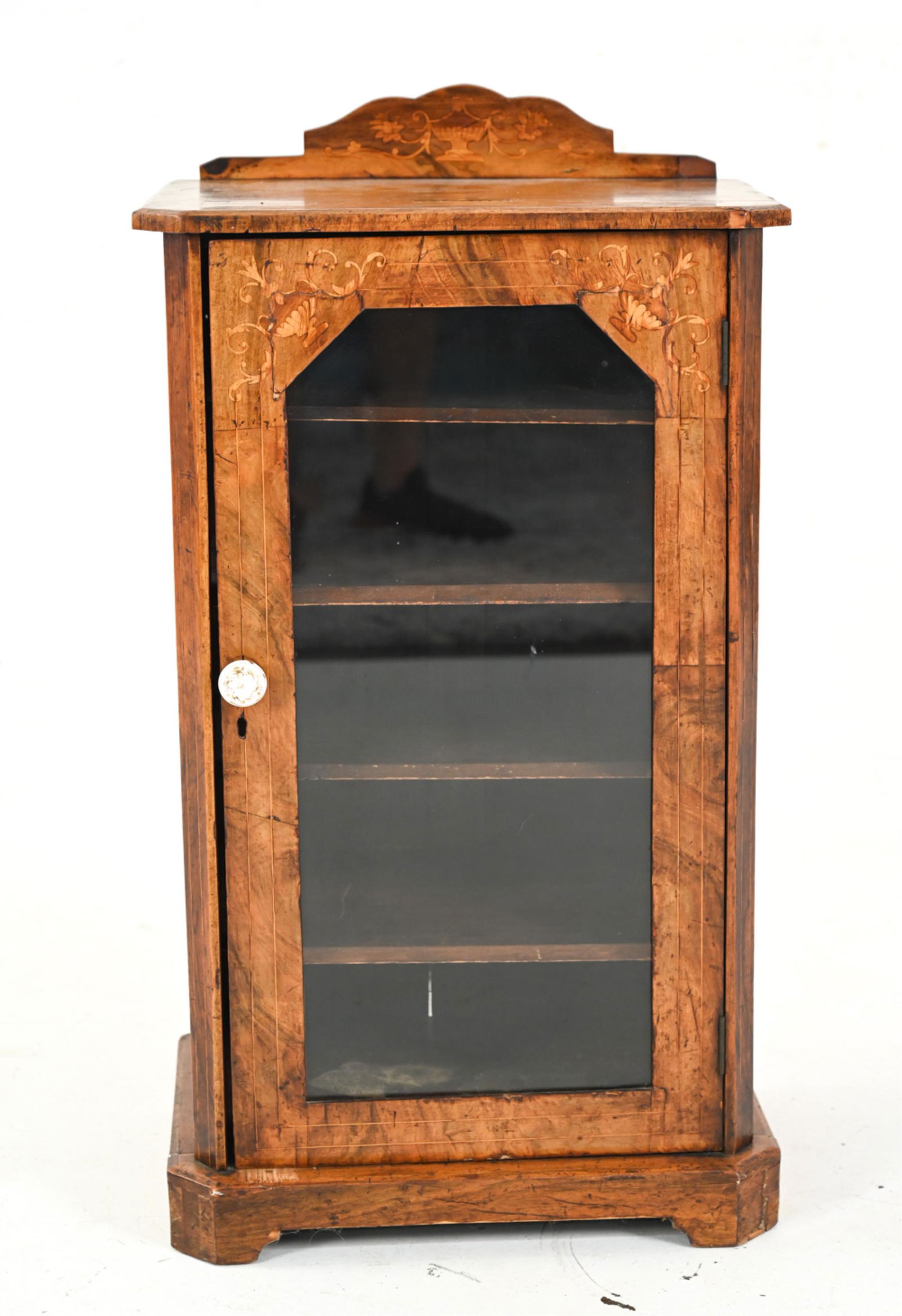 SMALL ANTIQUE MARQUETRY INLAID CABINET (1 of 18)