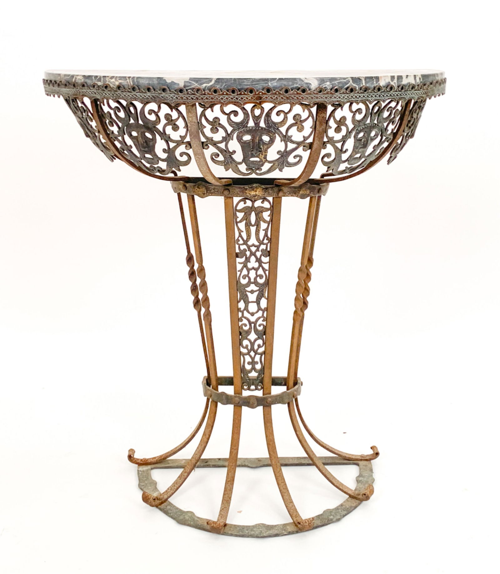 ANTIQUE OSCAR BACH DEMI-LUNE CONSOLE TABLE (1 of 9)