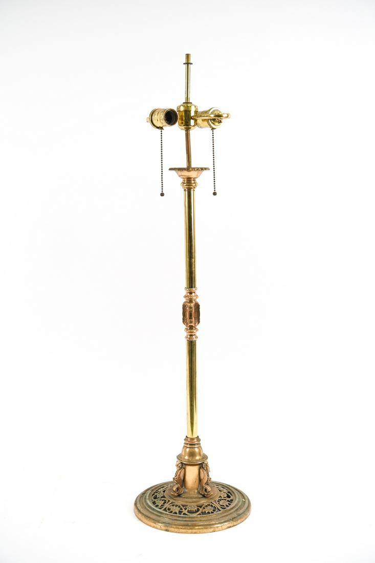 MANNER OF OSCAR BACH ANTIQUE BRASS & COPPER LAMP (1 of 11)
