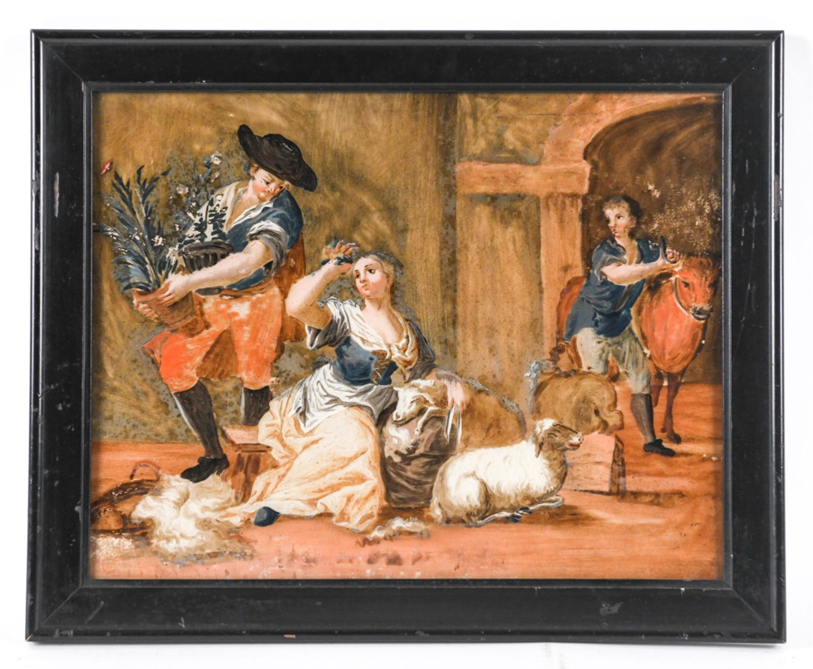 EARLY 18TH C. REVERSE PAINTED GLASS OLD MASTER (1 of 9)