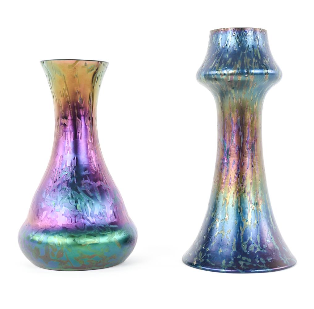(2) LOETZ IRIDESCNT PAPILLON GLASS VASES, C. 1900 (1 of 14)