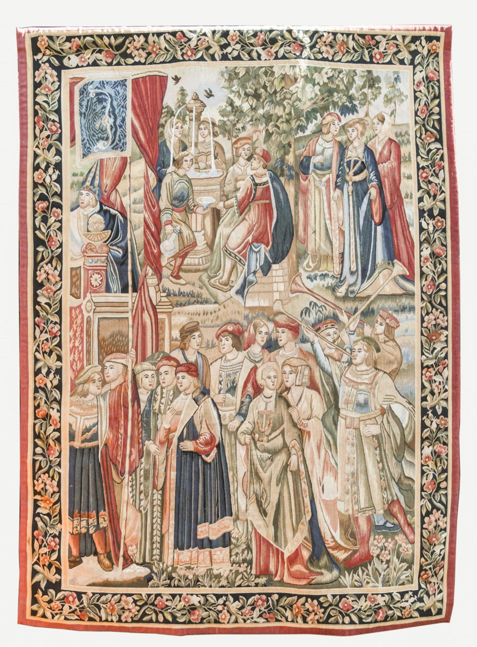 VINTAGE HAND-WOVEN RENAISSANCE STYLE TAPESTRY (1 of 8)