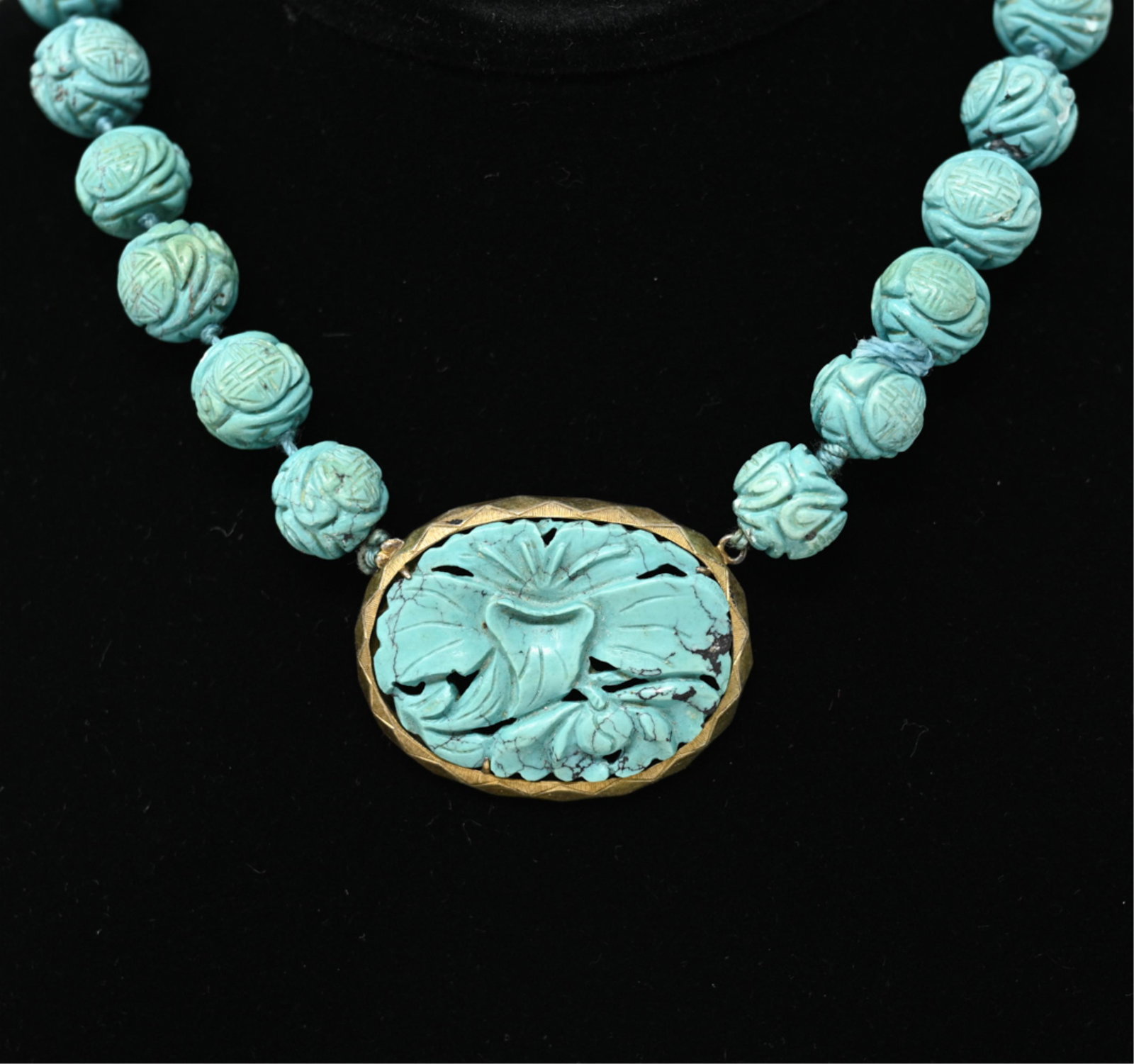 SIGNED VINTAGE CHINESE TURQUOISE NECKLACE (1 of 12)