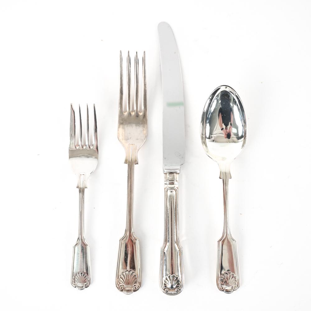 SHEFFIELD SHELL SILVERPLATE FLATWARE SERVICE (1 of 14)