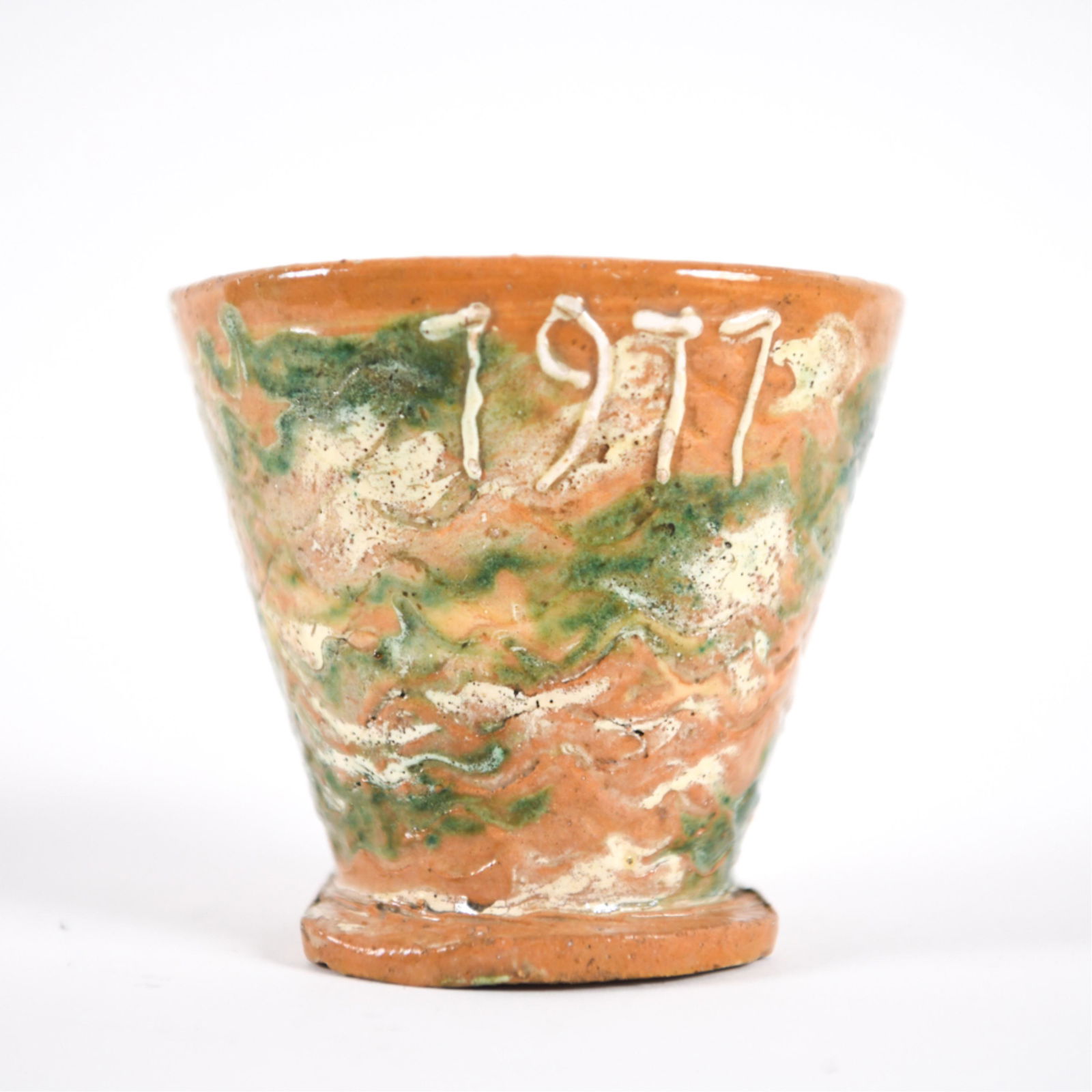 ANTIQUE FRENCH JASPE POTTERY VESSEL (1 of 9)