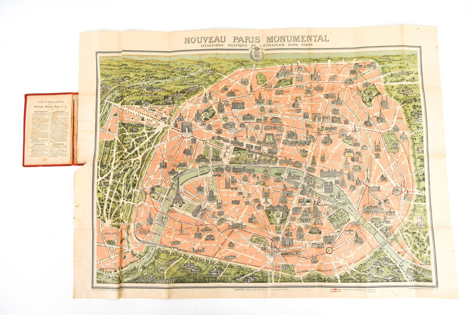 RARE BELLE EPOQUE TOURIST'S POCKET MAP OF PARIS (0299) on Oct 26, 2021