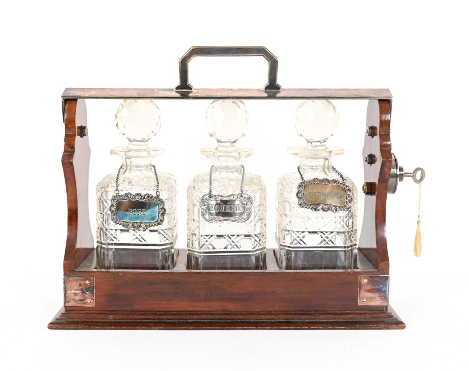 TANTALUS CABINET WITH SILVERPLATE MOUNTS (1 of 10)