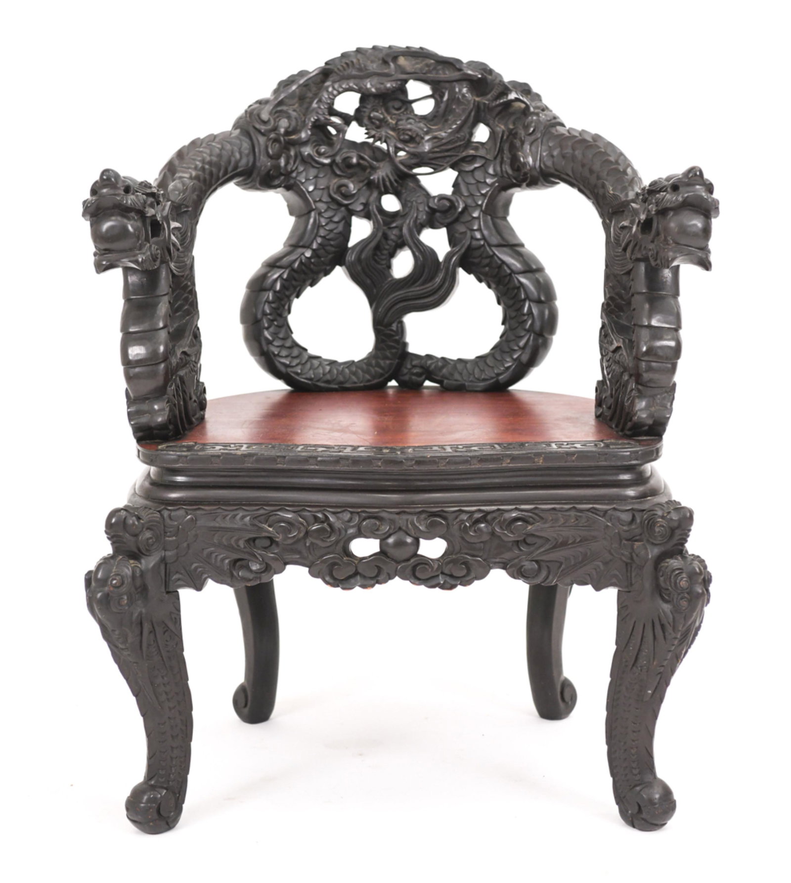 ORNATELY CARVED JAPANESE EXPORT DRAGON CHAIR (1 of 20)