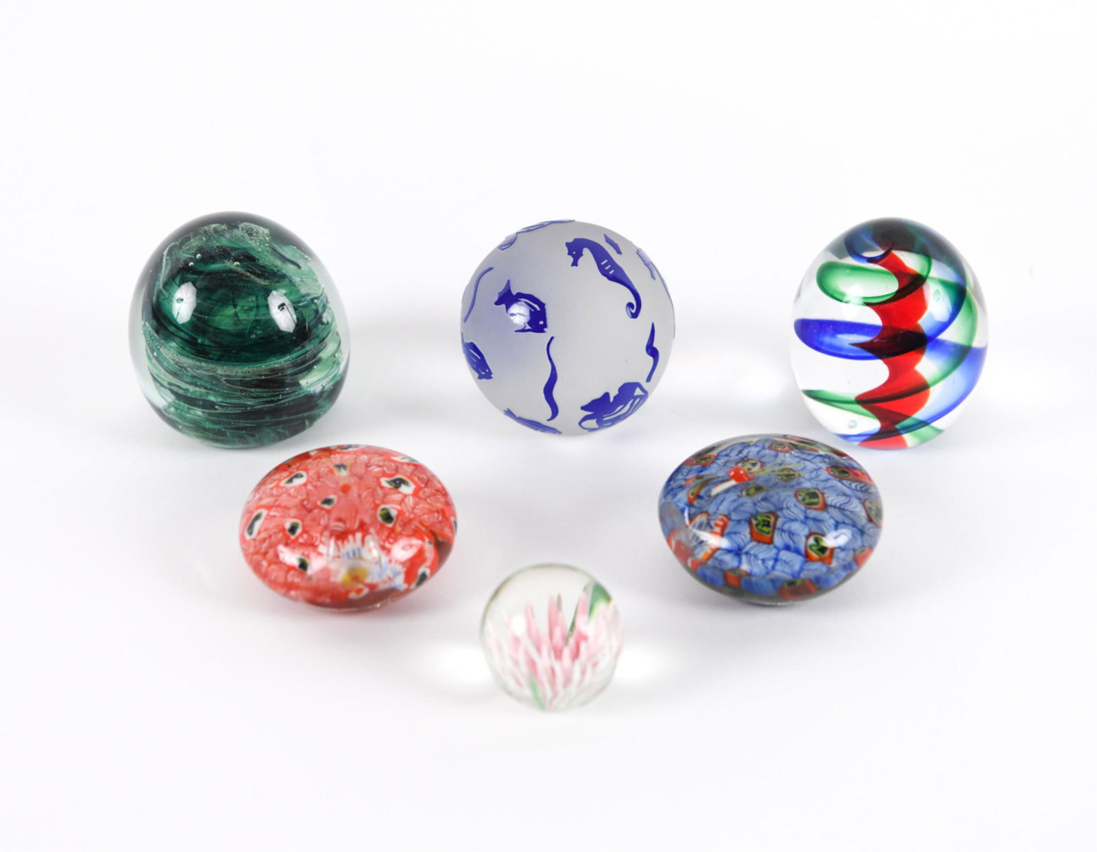 (6) ART GLASS PAPERWEIGHTS (1 of 9)