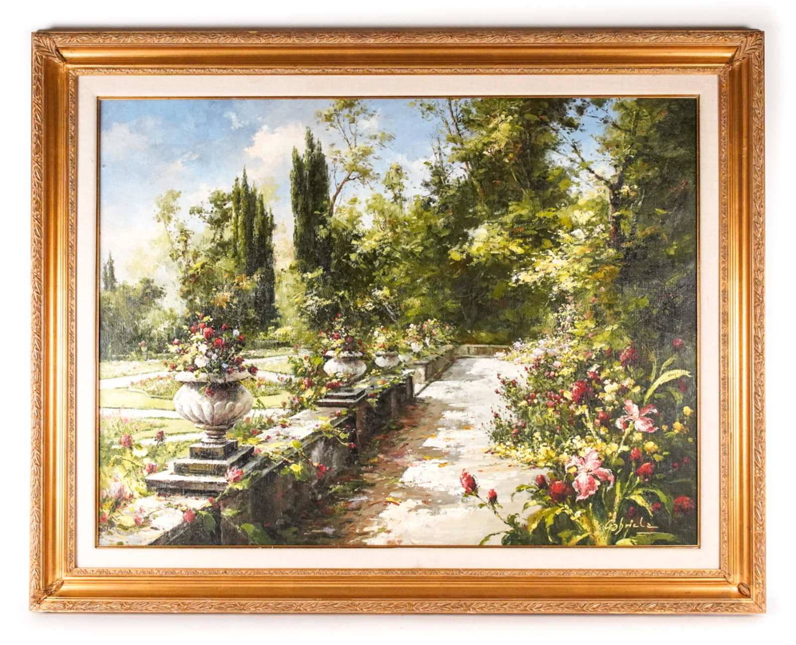 LARGE CONTEMPORARY IMPRESSIONIST GARDEN VIEW O/C (1 of 12)