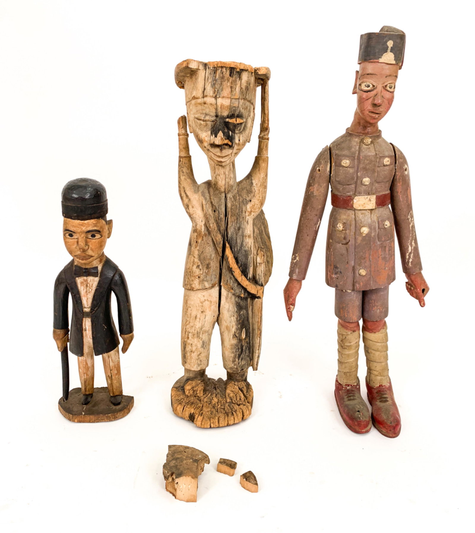 (3) VINTAGE AFRICAN COLONIAL FIGURE SCULPTURES (1 of 16)